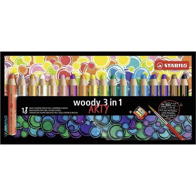 Stabilo Woody ARTY Buntstifte 18 Farben + Bleistiftspitzer