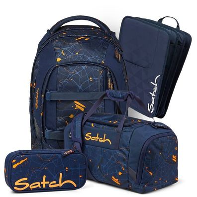 satch pack Schulrucksack Set 4tlg, Urban Journey + Blau, Mädchen & Jungen
