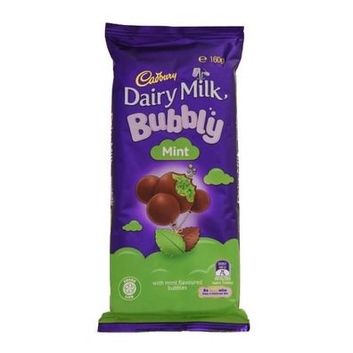 Cadbury Dairy Milk Bubbly Mint Schokolade 160 g