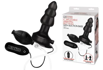 LUX FETISH 4” Inflatable Vibrating Butt Plug with