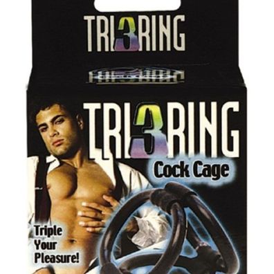 Tri Ring Cock Cage schwarz
