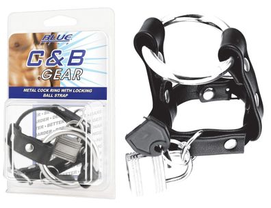 BLUE LINE C&B GEAR Metal Cock Ring With Locking Ba