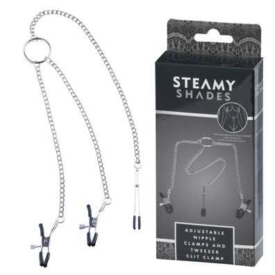STEAMY SHADES Adjustable Nipple Clamps and Tweezer