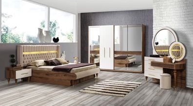 Schlafzimmer Bett 2x Nachttische 5tlg Set Komplett Design Möbel Luxus