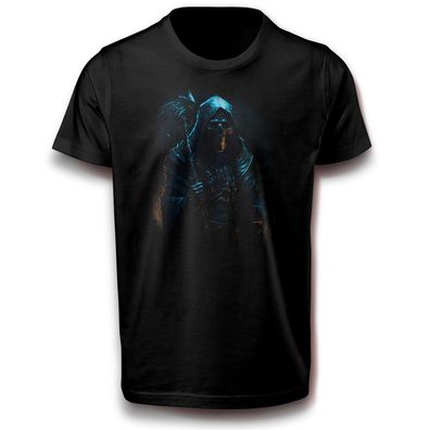Sensenmann im Blau Totenkopf Skull Skelett Halloween Geist T-Shirt Baumwolle