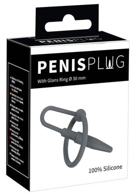 Penisplug - with glans ring grey
