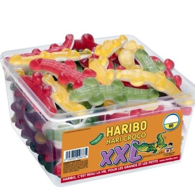 Haribo Croco XXL - Fruchtige Krokodil-Gummibärchen, 60 Stück, 1,6 kg Packung