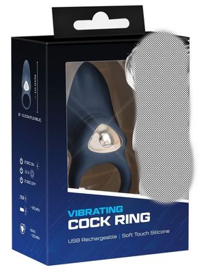 You2Toys-Blue Line Vibrating cock ring rechargeab