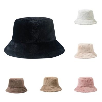 Damen Teddy Fell Hüte - Elegante Warme Frauen Fischerhüte Eimerhüte Bucket Hats