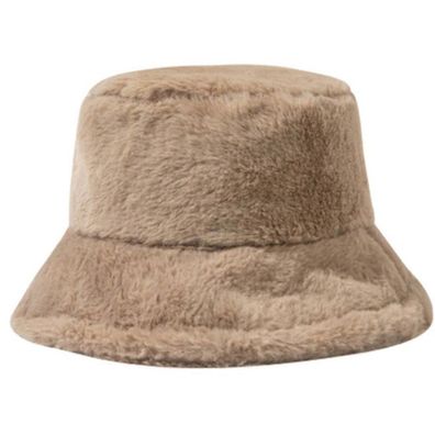 Khaki Teddy Fell Hut - Weiche Teddyfell Damen Hüte Fischerhüte Eimerhüte Bucket Hats