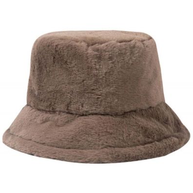 Braune Teddy Fell Hut - Weiche Teddyfell Damen Hüte Fischerhüte Eimerhüte Bucket Hats