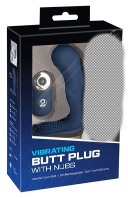 You2Toys-Blue Line Vibrating butt plug with nubs