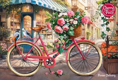 Blumenlieferung mit dem Fahrrad