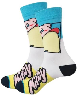 Kirby Blaue Socken - Nintendo Jump-´n´-Run Gaming 360° Motiv Charakter Hero Socken