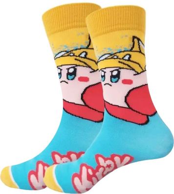 Kirby Gelbe Socken - Nintendo Jump-´n´-Run Gaming 360° Motiv Charakter Hero Socken