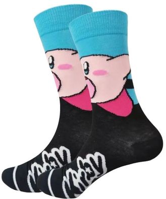 Kirby Schwarze Socken - Nintendo Jump-´n´-Run Gaming 360° Motiv Charakter Hero Socken
