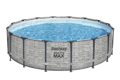 Steel Pro MAX™ Solo Pool ohne Zubehör Ø 488 x 122 cm, Steinwand-Optik, rund
