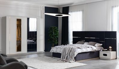Schlafzimmer Set Bett 2x Nachttische Kleiderschrank 4tlg Design neu