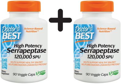 2 x High Potency Serrapeptase 120,000 SPU - 90 vcaps