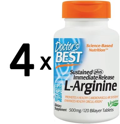 4 x L-Arginine - Sustained + Immediate Release, 500mg - 120 tabs