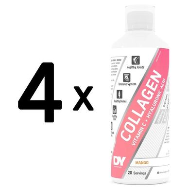 4 x Liquid Collagen + Vitamin C + Hyaluronic acid, Mango - 500 ml.