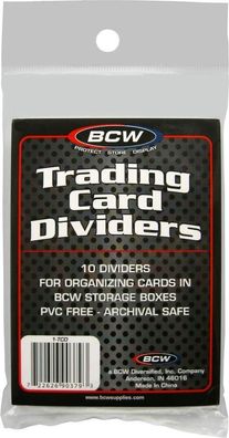BCW Trading Card Dividers Sportartikel, durchsichtig 50 stück