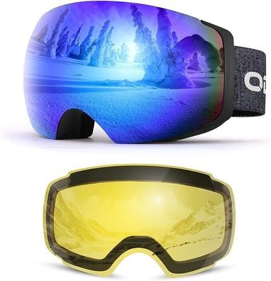 Odoland Skibrille Unisex für Damen und Herren Jungen Rahmenlose Snowboardbrille