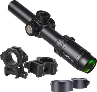 WestHunter Optics HD 1-6x24 IR Riflescope, 30mm Tube Red Green Illuminated Retic