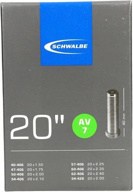 Schwalbe Unisex – Erwachsene Fahrradschlauch AV7 40/62-406 EK AGV 40 mm Schlauch