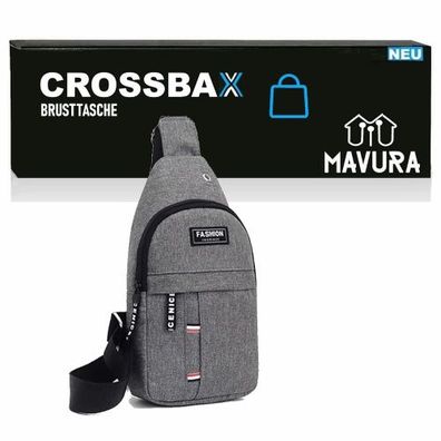 Crossbax Brusttasche Umhängetasche Schultertasche Crossbody Sling Bag grau