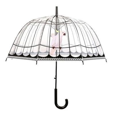 Regenschirm mit Vogeldruck Transparent Vogelkäfig Regenschutz Dekoschirm Dekorative