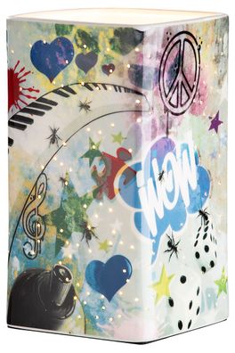 GILDE Tischleuchte, "Street Art", Graffitimotiv, Porzellan, mehrfarbig, , L. 12,5 ...