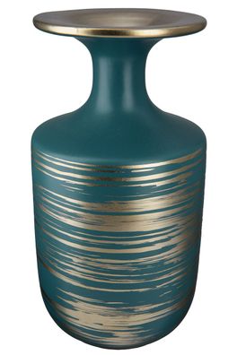 GILDE Vase, Flasche, "Talin", gestreift, Keramik, grün, , H. 24 cm, D. 13 cm 28937
