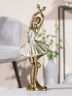 GILDE Figur, Ballerina, "Dancer", Kunstharz, champagnerfarben, goldfarben, , L. ...
