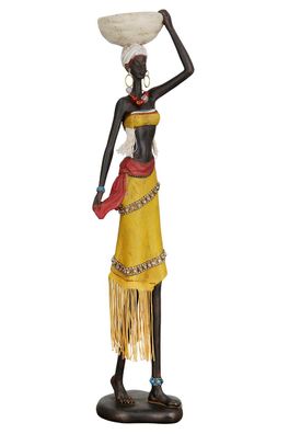 GILDE Figur, Afrikanische Frau, "Auma", Kunstharz, braun, gelb, , L. 9 cm, B. 10 ...