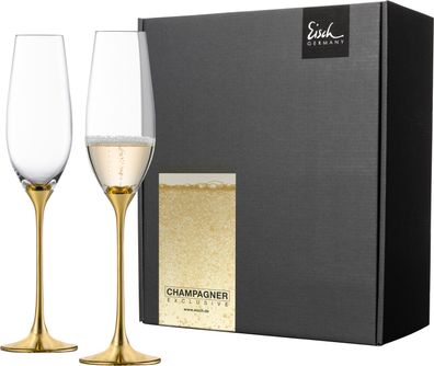 Eisch Vorteilset 2 Stück 2 Sektgläser 500/94 gold im Geschenkkarton Champagner ...