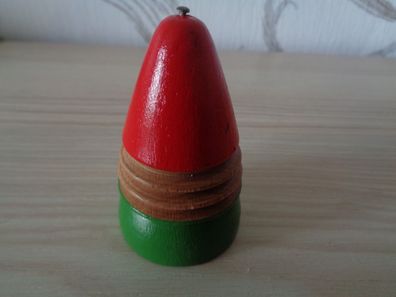 DDR Holzkreisel, Peitschenkreisel Farbe rot, natur , grün