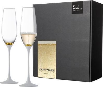 EISCH 2 Sektgläser 500/79 gold/ weiß im Geschenkkarton Champagne Exclusiv 47750079