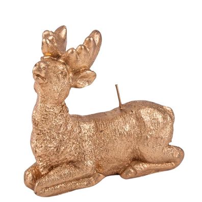 Goldene Hirschkerze - Dekorative Weihnachtskerze - Goldfarben - 17cm