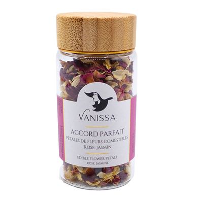 Vanissa Accord Parfait - Essbare Blütenblätter: Rose und Jasmin im Glasbehälter