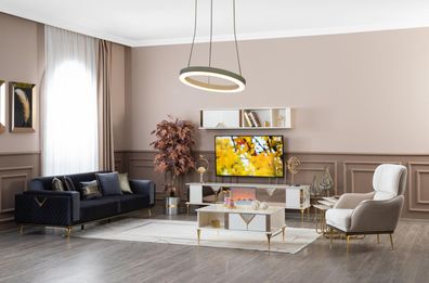 Sofagarnitur 31 Set tv Ständer Textil Polster Möbel Luxus Couchgarnitur 5tlg