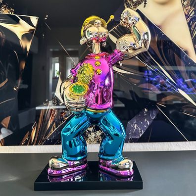 Rosa Popeye Skulpturen, The Sailor Man Statue , Figuren Pop Art , Deko Haus Kuns