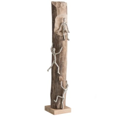 Figur 3 Climbers Holz/ Aluminium Natur/ Silber, H75cm, von J-Line