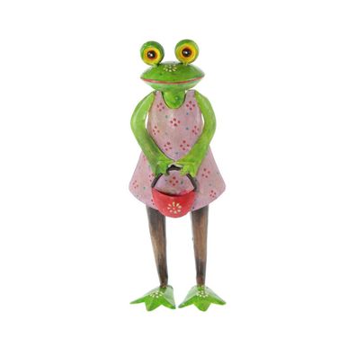 Gartenfigur - Metall-Frosch mit Tasche, von Goldbach! 10 x 8 x 28 cm