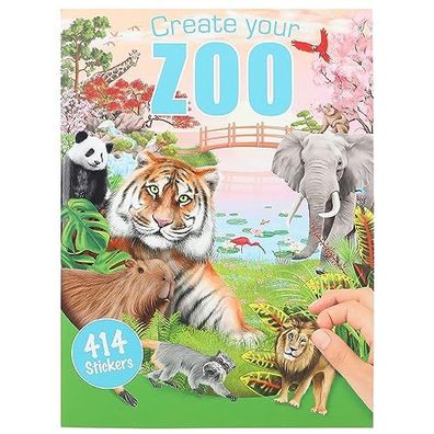 Depesche 12753 Sticker-Album "Create your Zoo", Sticker-Heft mit coolen Motiven und 3