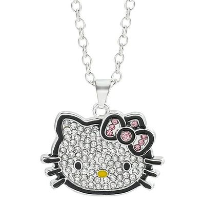 Hello Kitty Schmuck Halskette in Silber - Kawaii Halsketten mit Zirkonia-Kristallen