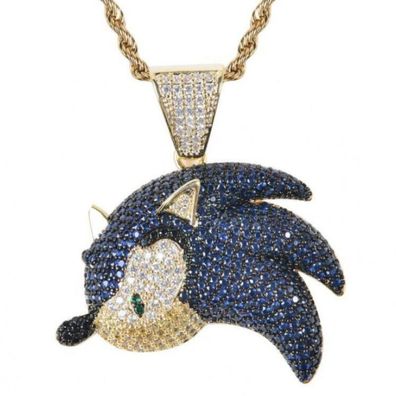 Sonic The Hedgehog Halskette in Gold - Schmuck Halsketten mit Zirkonia-Kristallen