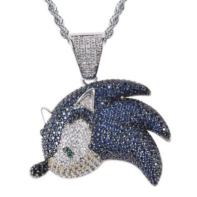 Sonic The Hedgehog Halskette in Silber - Schmuck Halsketten mit Zirkonia-Kristallen