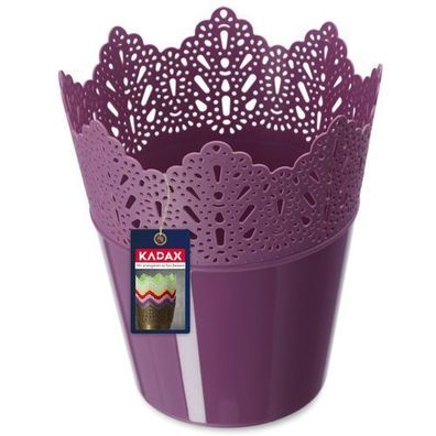 KADAX Spitzen-Blumentopf aus Kunststoff, 12 cm, Niedrig, Violett
