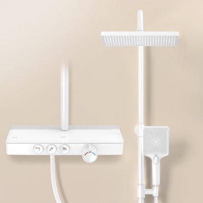 EMKE® Duschsystem Mit Thermostat Regendusche Duscharmatur Duschset Weiß